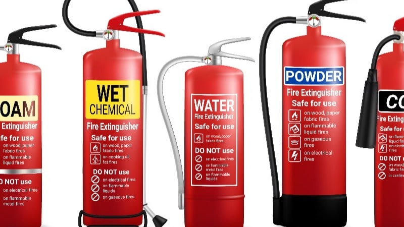 Different fire extinguishers
